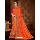 Remarkable Orange Silk Designer Saree