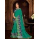 Sensational Teal Two Tone Saree