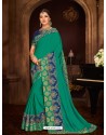 Sensational Teal Two Tone Saree