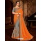 Wonderful Orange Two Tone Designer Saree