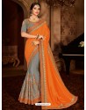 Wonderful Orange Two Tone Designer Saree