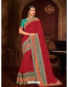 Pretty Crimson Silk Saree