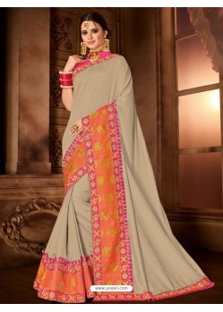 Elegant Beige Silk Saree