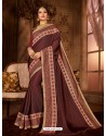 Enhanting Deep Scarlet Satin Silk Saree