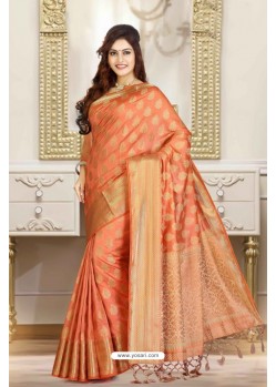 Glorious Orange Art Silk Tussar Saree