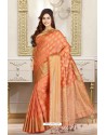 Glorious Orange Art Silk Tussar Saree