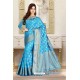 Lovely Blue Art Silk Tussar Party Wear Saree