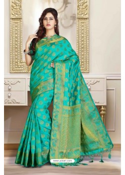 Magical Turquoise Silk Saree