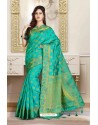 Magical Turquoise Silk Saree