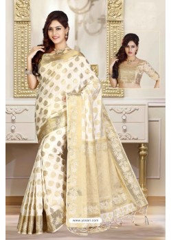 Lustrous Off White Party Wear Saree