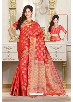 Flawless Red Silk Saree