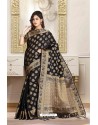 Competent Black Art Silk Tussar Party Wear Saree