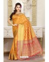 Glowing Orange Banarasi Saree