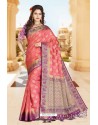 Exceptional Pink Zari Work Designer Saree