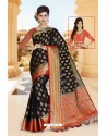 Observable Black Art Silk Tussar Saree