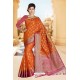 Excellent Orange Designer Saree