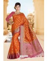 Excellent Orange Designer Saree