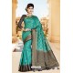 Desirable Teal Art Silk Tussar Saree