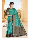 Desirable Teal Art Silk Tussar Saree