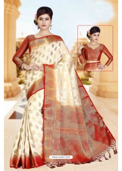 Fabulose Art Silk Tussar Zari Work Designer Saree