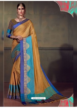 Asthetic Camel Cotton Silk Saree