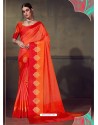 Astonishing Peach Cotton Silk Saree