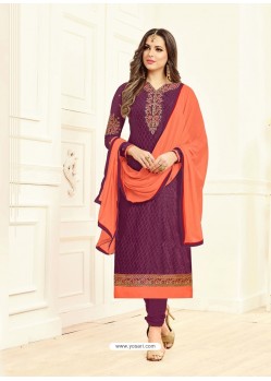 Splendid Purple Brasso Georgette Churidar Salwar Suit