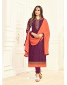 Splendid Purple Brasso Georgette Churidar Salwar Suit