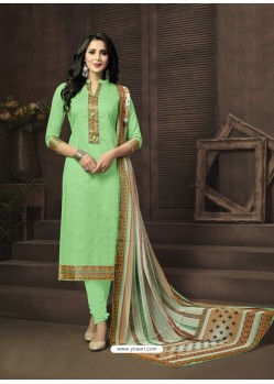 Marvelous Sea Green Cotton Satin Churidar Suit