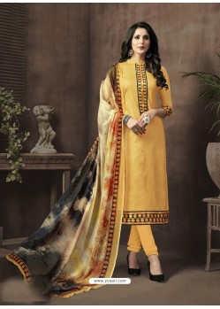 Competent Yellow Churidar Salwar Suit