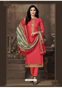 Modern Peach Cotton Churidar Suit