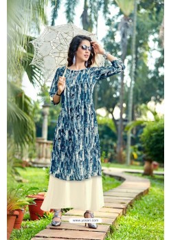 Blue Georgette Designer Readymade Tunic Kurti