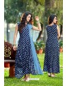 Navy Blue Georgette Designer Readymade Tunic Kurti