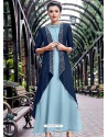 Exclusive Sky Blue Embroidered Georgette Long Kurti