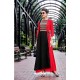 Red Embroidered Georgette Readymade Long Kurti