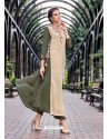 Beige Embroidered Georgette Readymade Long Kurti