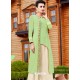 Green Embroidered Georgette Readymade Long Kurti