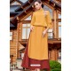 Yellow Embroidered Georgette Readymade Long Kurti