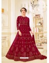 Beauteous Maroon Heavy Embroidered Anarkali Suit