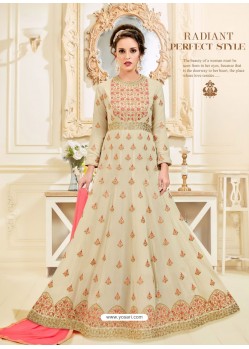 Perfect Beige Heavy Embroidered Anarkali Suit