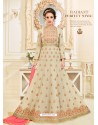 Perfect Beige Heavy Embroidered Anarkali Suit