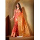 Desirable Orange Jacquard Designer Cotton Silk Saree