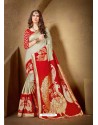 Genius Red and Gold Jacquard Cotton Silk Saree