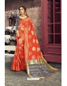 Stunning Red Jacquard Designer Silk Embellished Saree