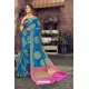 Fabulous Sky Blue Heavy Designer Jacquard Silk Saree