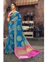 Fabulous Sky Blue Heavy Designer Jacquard Silk Saree