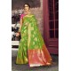 Phenomenal Parrot Green Heavy Designer Silk Saree