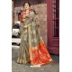 Pretty Grey Heavy Designer Silk Embellished Saree