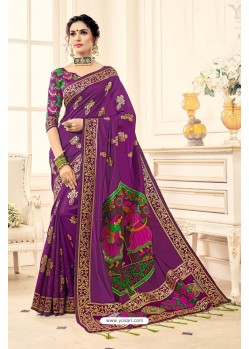 Pleasing Purple Designer Banarasi Silk Saree