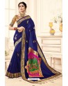 Elegant Navy Blue Designer Banarasi Silk Saree